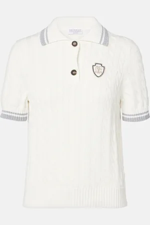 Brunello Cucinelli Polo de punto trenzado de algodón
