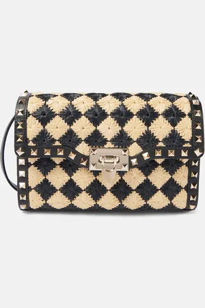 VALENTINO GARAVANI Bolso al hombro Rockstud Small de efecto rafia