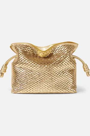 Loewe Clutch Flamenco Small de piel metalizada