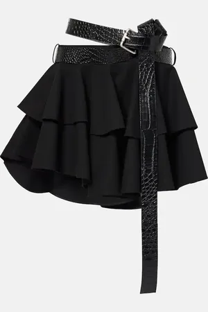 Loewe Minifalda de algodón con volantes y cinturón