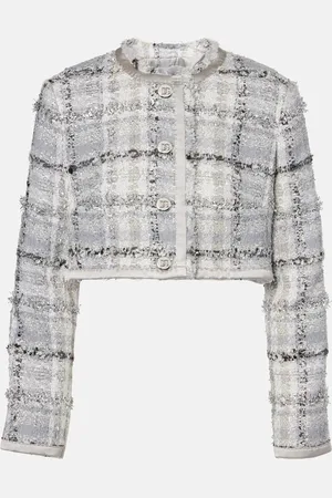 Dolce & Gabbana Blazer cropped de tweed lamé a cuadros