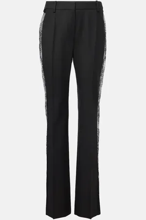 Nina Ricci Pantalones rectos de lana con encaje