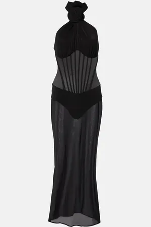 MAGDA BUTRYM Vestido de cóctel transparente con aplique floral