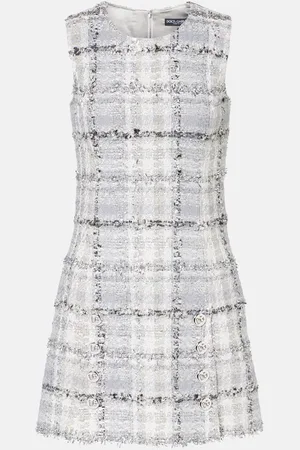Dolce & Gabbana Vestido corto de tweed lamé a cuadros