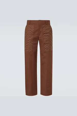 Gucci Pantalones anchos en lona GG de algodón