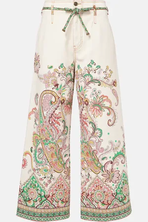 Etro Pantalones anchos de mezcla de algodón estampados