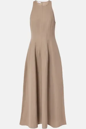 Brunello Cucinelli Vestido midi plisado de sarga