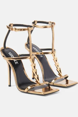 VERSACE Sandalias V2025 Chain de piel metalizada