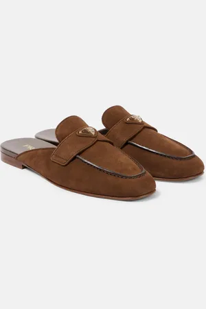 Prada Mules de ante con logo