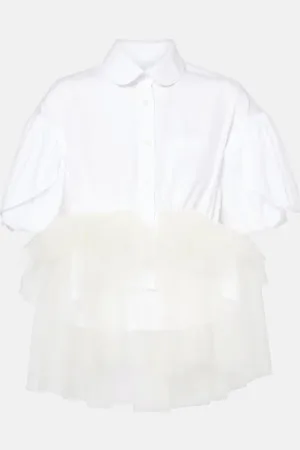 Simone Rocha Camisa de algodón con ribete de tul