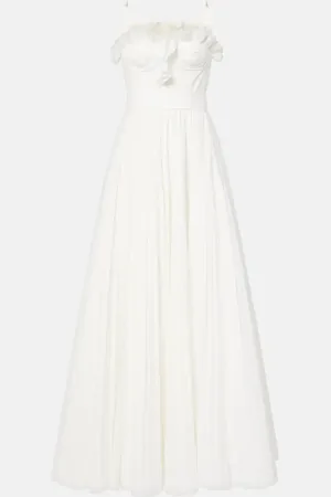 Giambattista Valli Vestido largo de algodón con volantes