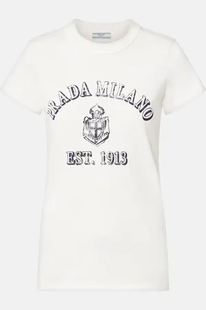 Prada Camiseta en jersey de algodón estampada