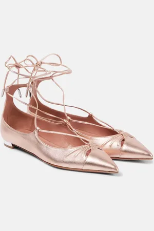 Aquazzura Bailarinas Gabi de piel metalizada