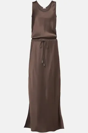 Brunello Cucinelli Vestido largo de satén