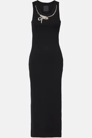 Givenchy Vestido largo de algodón con cristales