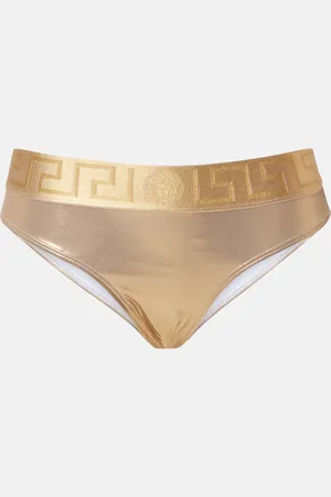 VERSACE Braga de bikini metalizado con logo