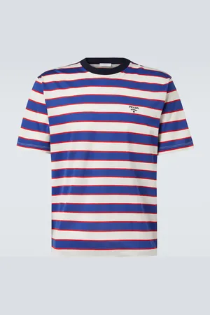 Prada Camiseta en jersey de algodón a rayas