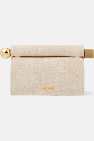Jacquemus Clutch Rond Carré de lona con piel