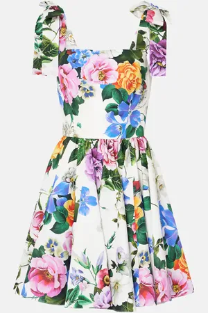 Dolce & Gabbana Vestido corto en popelín de algodón floral
