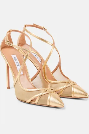 Aquazzura Salones Shear 105 de malla y piel metalizada