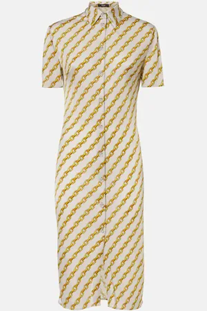 VERSACE Vestido camisero Chain Stripe de satén