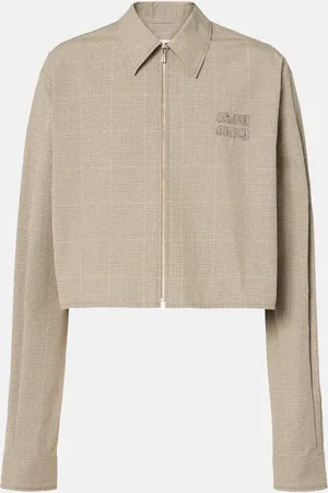 Miu Miu Camisa de mezcla de algodón a cuadros