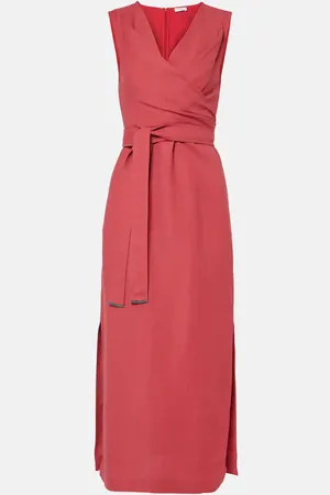 Brunello Cucinelli Vestido midi fruncido