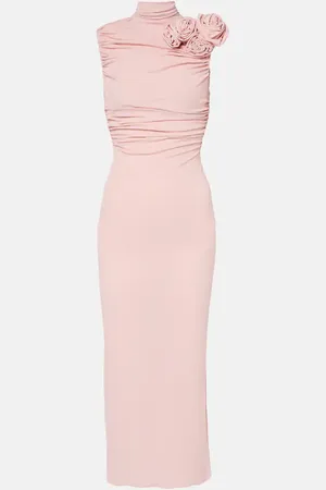MAGDA BUTRYM Vestido midi de mezcla de seda fruncido