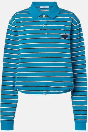Prada Polo de algodón a rayas con logo