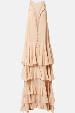 Chloé Chloé Vestido largo de georgette de seda con volantes