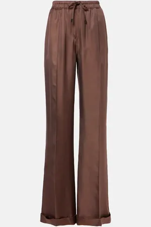 Tom Ford Pantalones anchos de sarga de seda