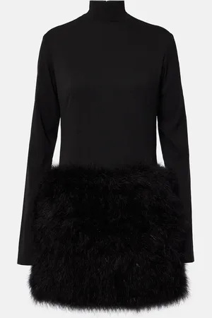 Ilkyaz Ozel Vestido corto Elly de seda con plumas