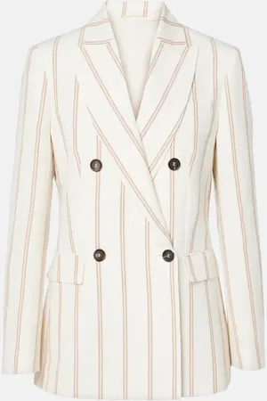 Brunello Cucinelli Blazer de lino y algodón a rayas