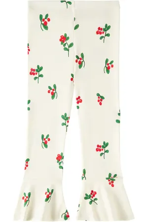 Mini Rodini Pantalones flared Lingonberries de algodón