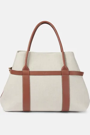 Loro Piana Bolso al hombro Ghiera Large de lona con piel