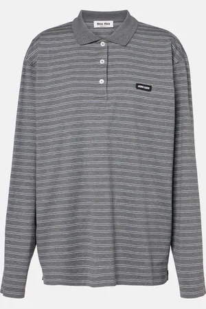 Miu Miu Polo en jersey de algodón a rayas