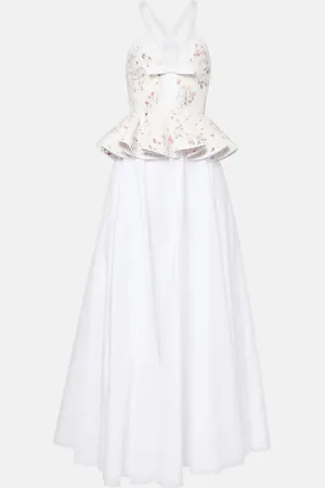 Giambattista Valli Vestido de fiesta de encaje floral con volantes