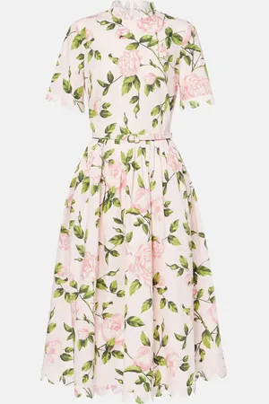 Oscar de la Renta Vestido midi de popelín floral