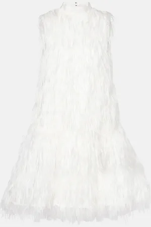 Roksanda Vestido de novia corto Odette de seda con plumas sintéticas