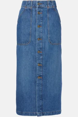 Frame Falda midi Modern Pocket en denim