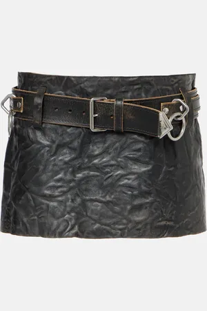 Prada Minifalda de piel con cinturón
