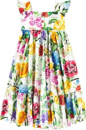 Dolce & Gabbana Vestido de popelín de algodón floral