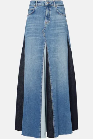 AG Jeans Falda larga de denim de tiro alto con patchwork