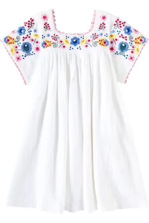 Louise Misha Vestido Daya de gasa de algodón bordado