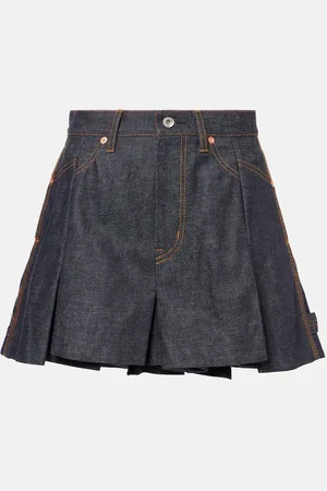 SACAI Shorts de denim plisados