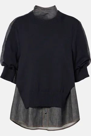 SACAI Jersey de punto y denim