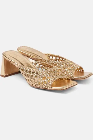 Souliers Martinez Mules Ernestina de piel metalizada