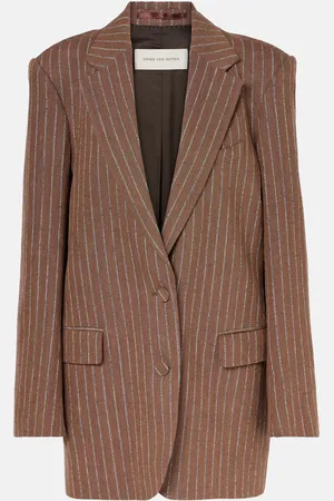 DRIES VAN NOTEN Blazer en mezcla de lino a rayas