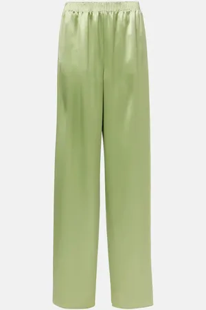 VALENTINO Pantalones anchos en seda duquesa de tiro alto