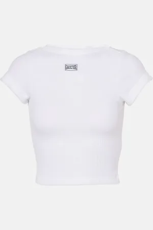 Jean Paul Gaultier Crop top de jersey de algodón con logo